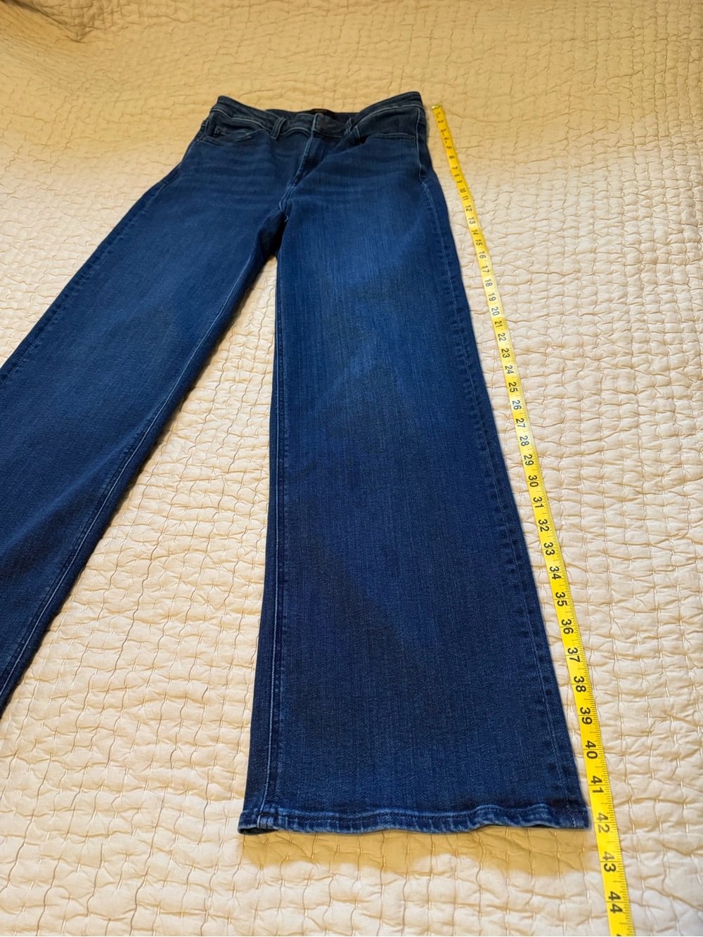 Quince Bella Stretch Wide Leg Jean Deep Sea Blue Womens Size 29/32 - Picture 7 of 13